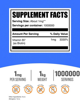 BulkSupplements Poudre Pure Biotine 1kg vue latérale