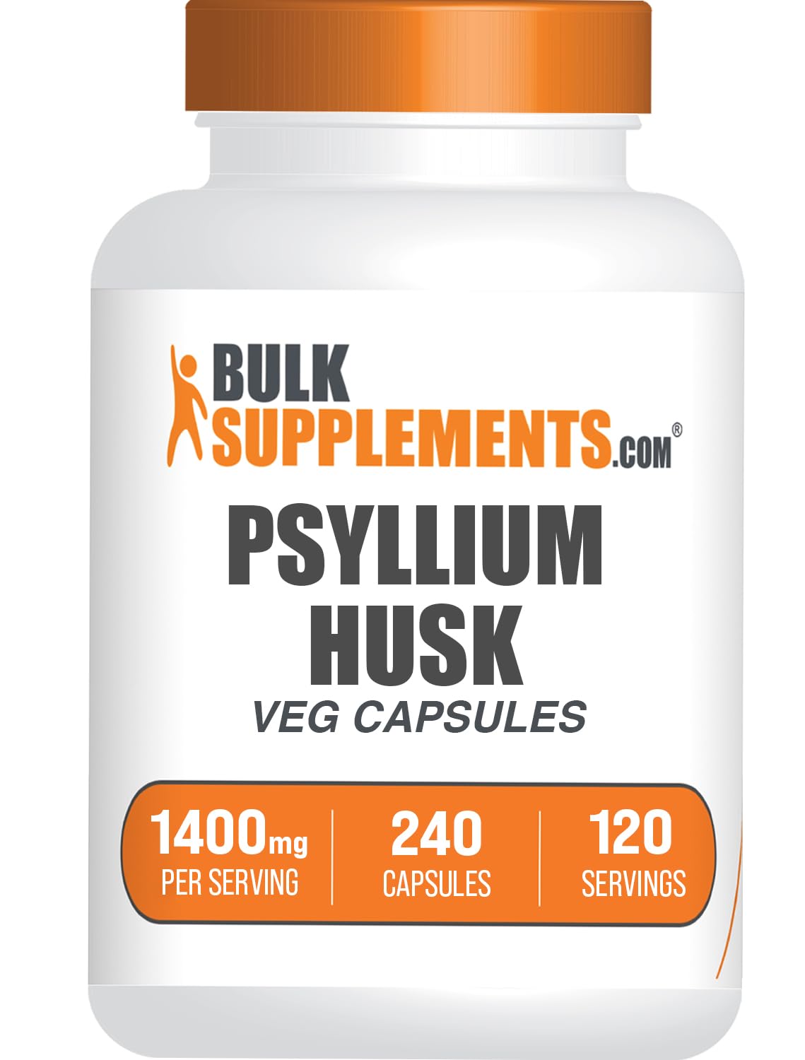BulkSupplements Psyllium Husk Capsules 240 Veg Capsules front view