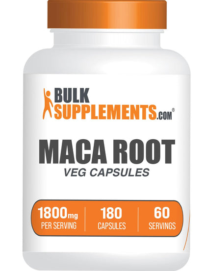 BulkSupplements Racine de Maca capsules 1800mg vue de face