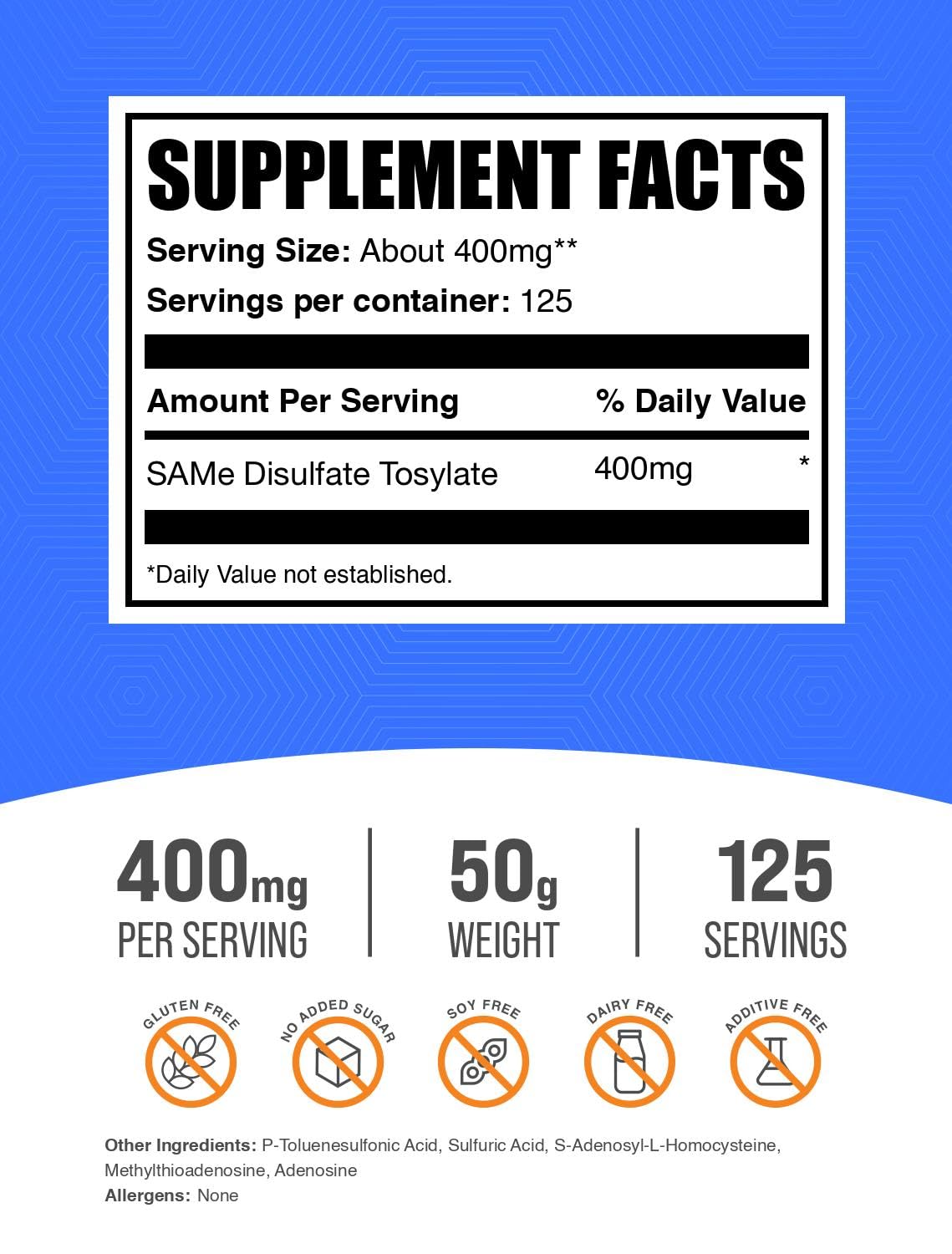 BulkSupplements SAM-e Poudre 400mg en poudre dans un bol