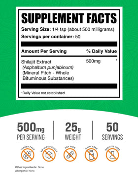 BulkSupplements Shilajit Extract Poudre 500mg dos