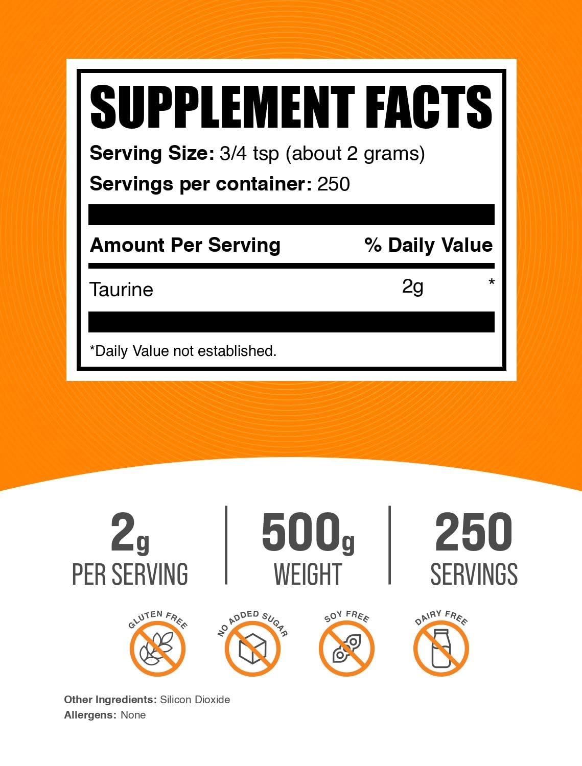 BulkSupplements Taurine Poudre 2000mg par portion