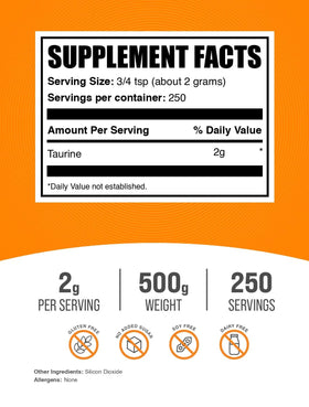 BulkSupplements Taurine Poudre 2000mg par portion