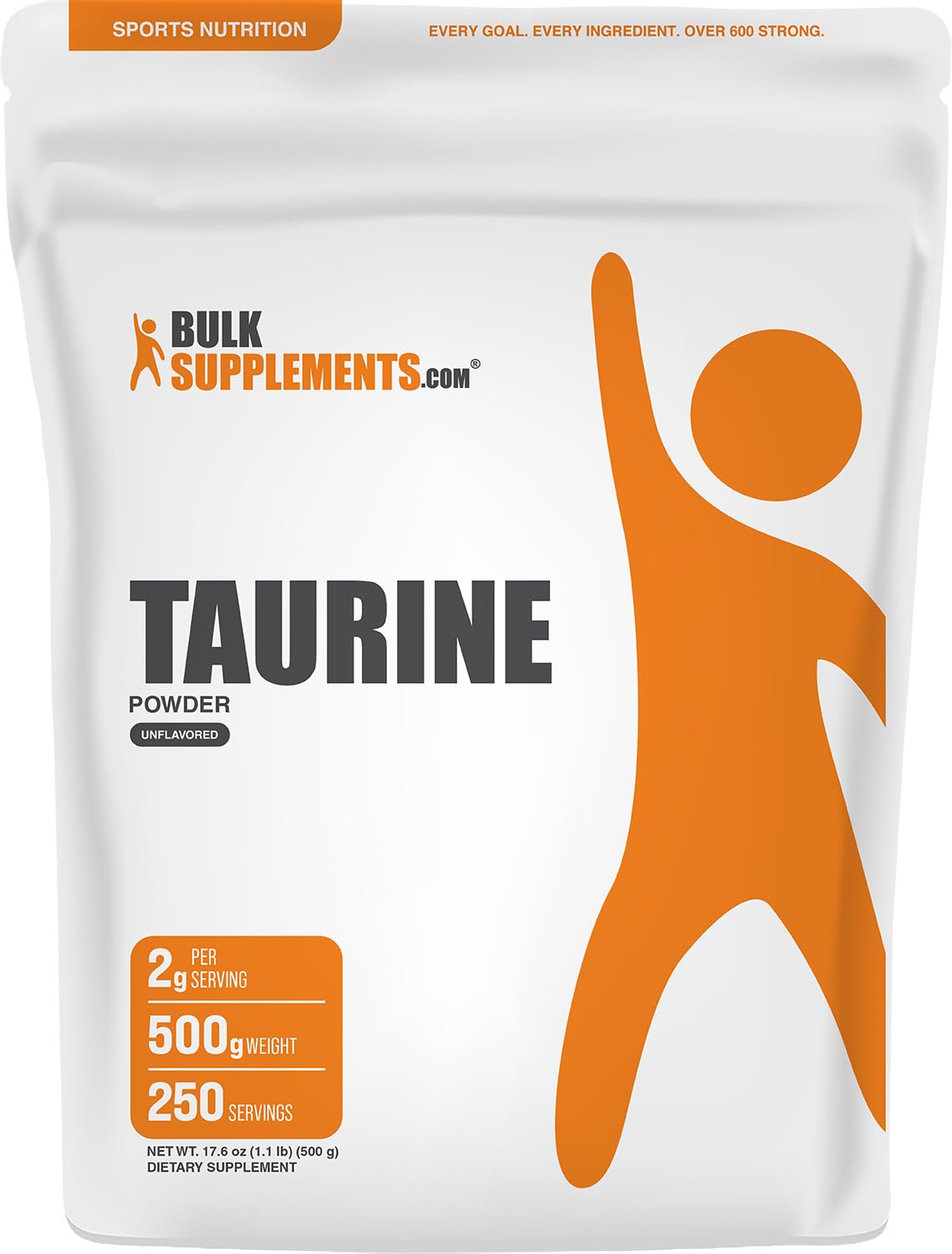 BulkSupplements Taurine Poudre 500g vue avant