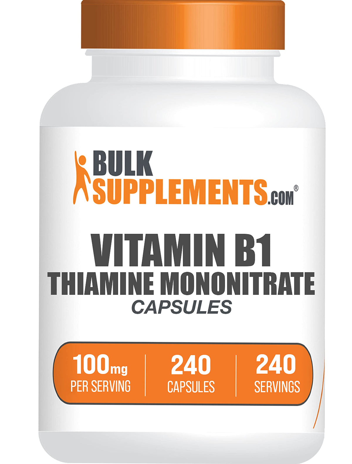 BulkSupplements Thiamine Mononitrate 100mg capsules, vue de face