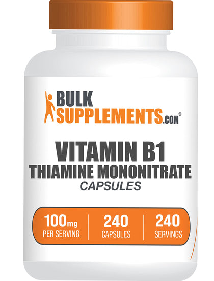 BulkSupplements Thiamine Mononitrate 100mg capsules, vue de face