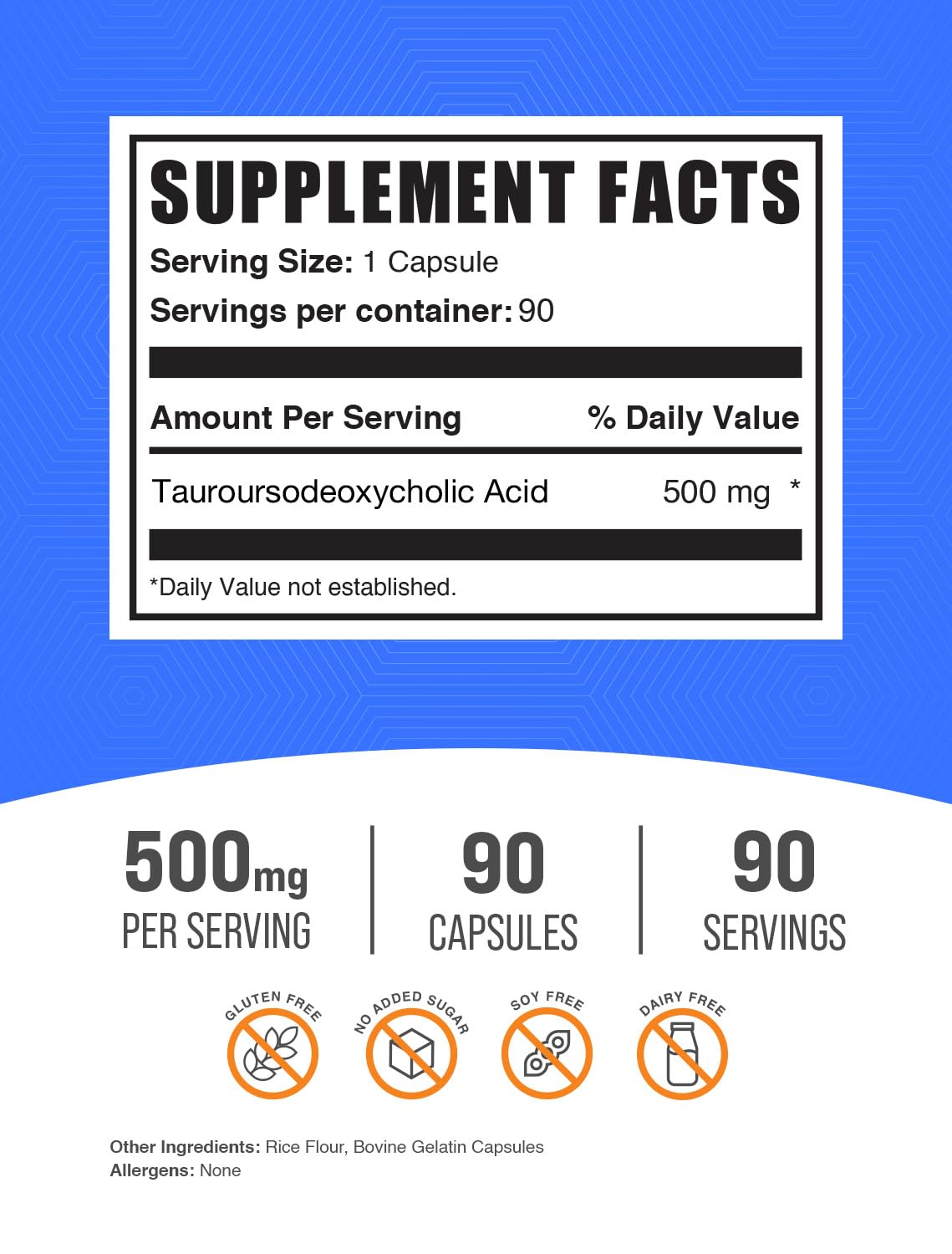 BulkSupplements TUDCA Capsules 500mg vue latérale avec capsules visibles