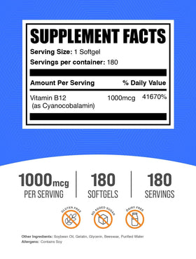 BulkSupplements Vitamine B12 1000 mcg Softgel back view