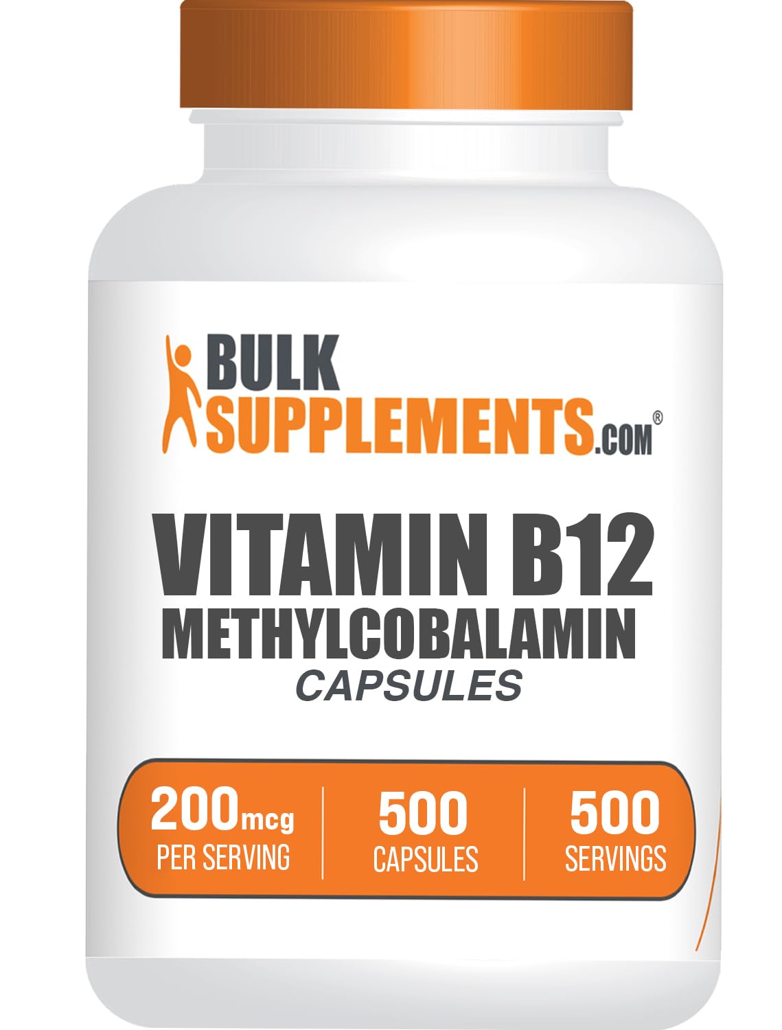BulkSupplements Vitamine B12 Methylcobalamine capsules 200mcg front view
