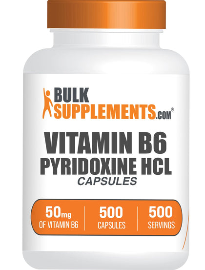BulkSupplements Vitamine B6 50mg capsules front view