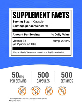 BulkSupplements Vitamine B6 50mg capsules side view