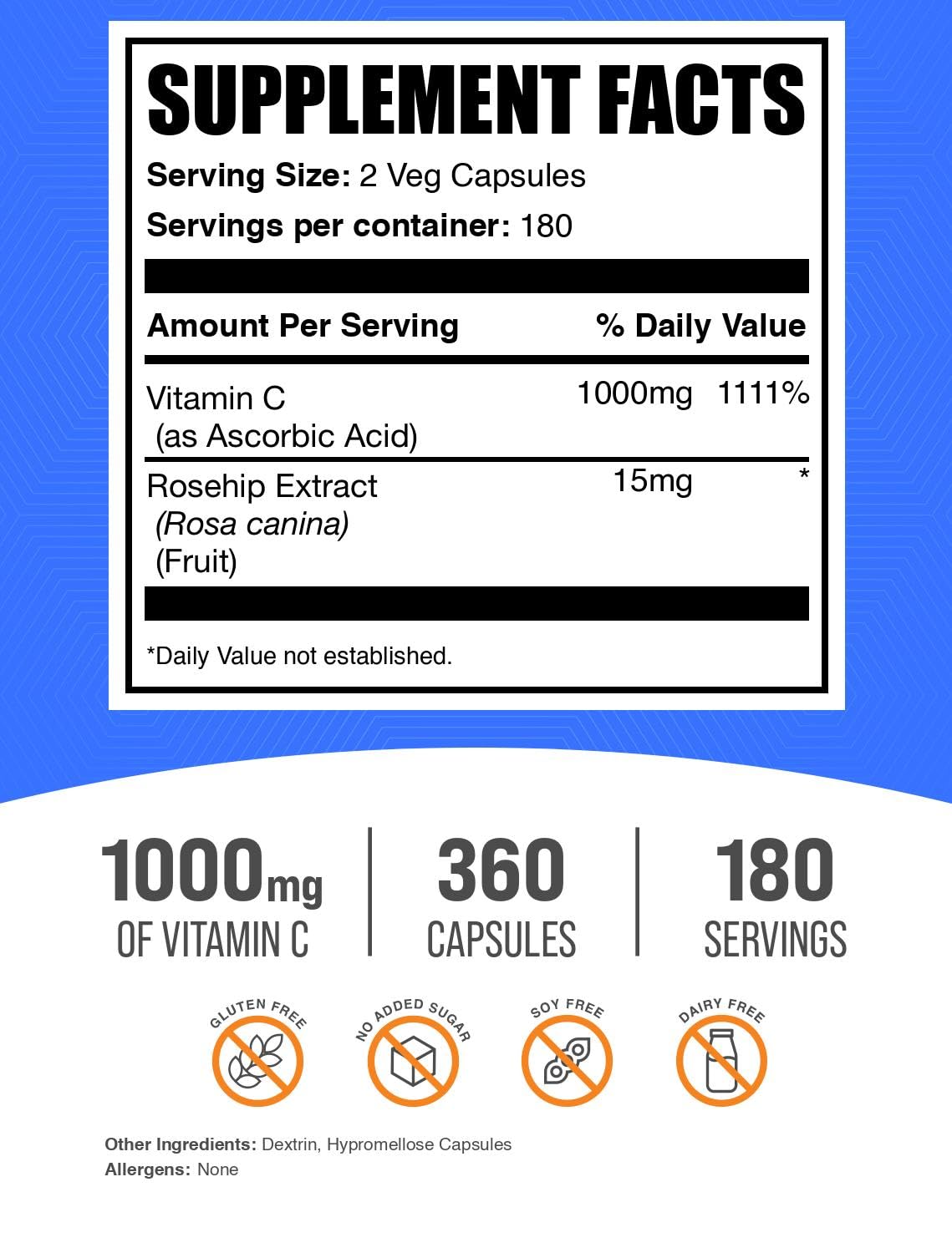 BulkSupplements Vitamine C 1000mg avec Églantier capsules ouvertes montrant le contenu