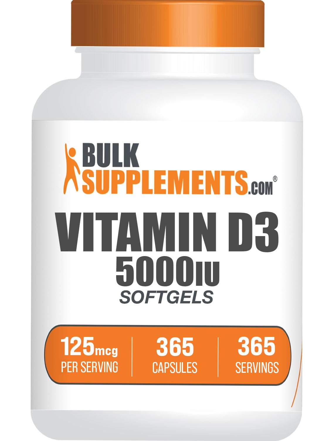 BulkSupplements Vitamine D3 5000 IU 365 gélules boîte vue de face