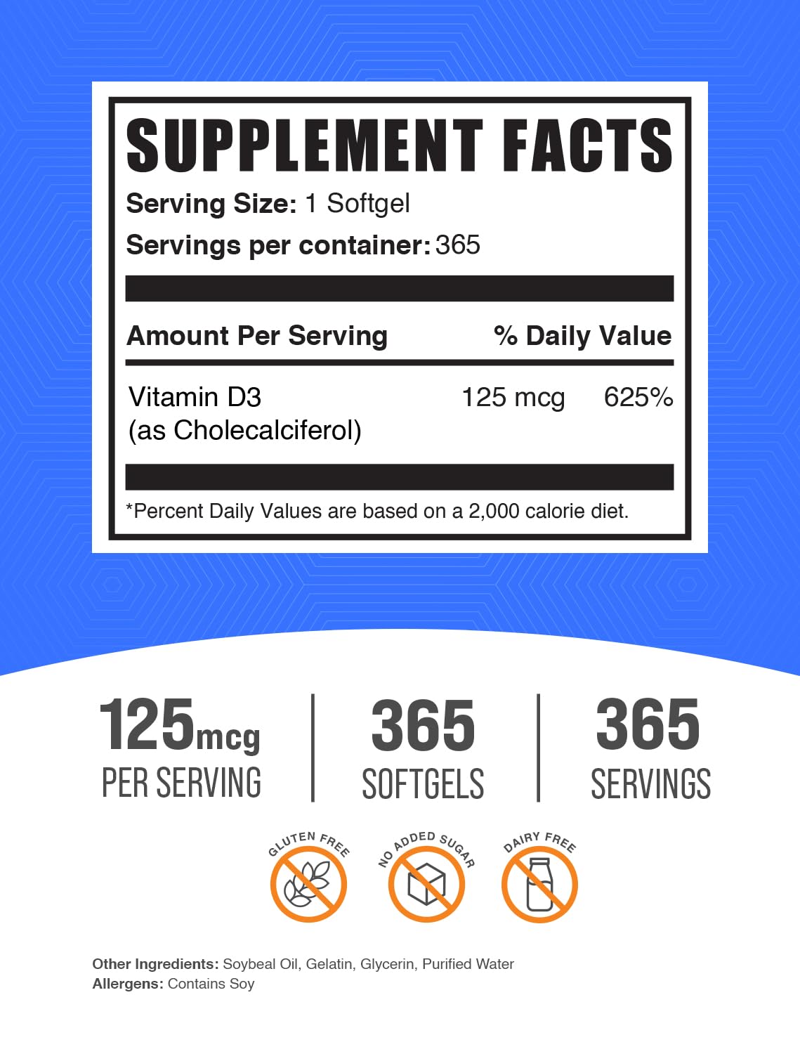 BulkSupplements Vitamine D3 5000 IU gélules sur une cuillère