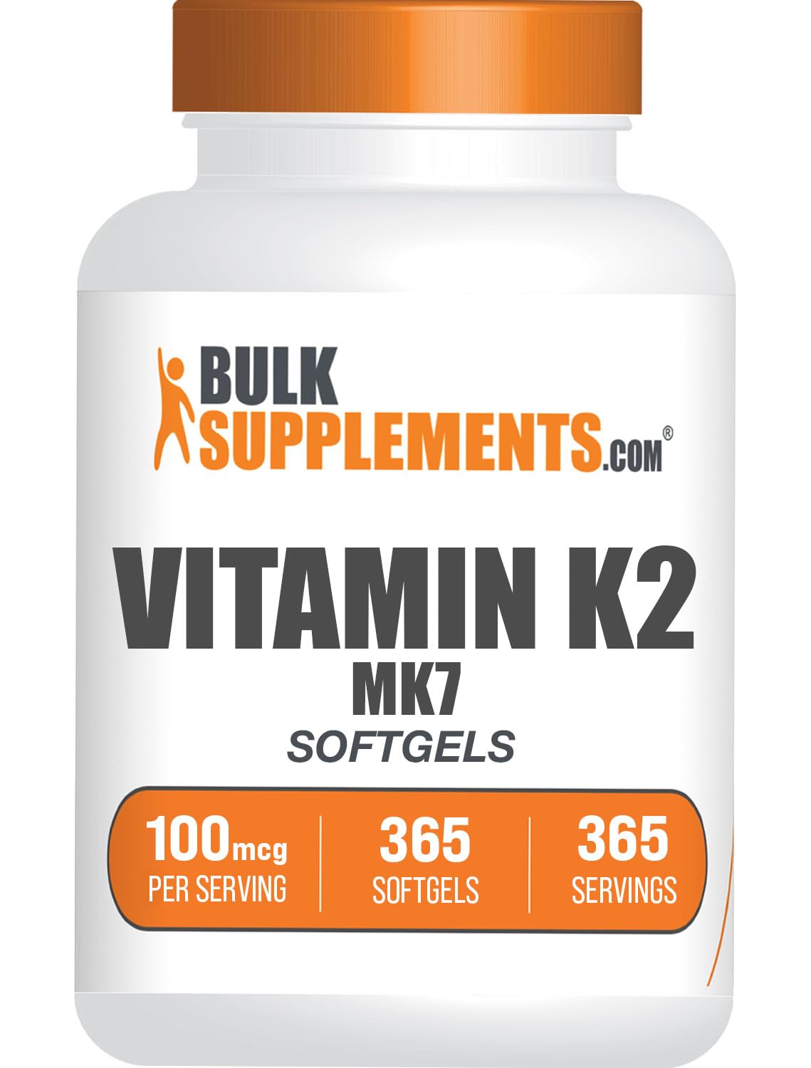 BulkSupplements Vitamine K2 MK7 365 Gélules Softgel vue de face