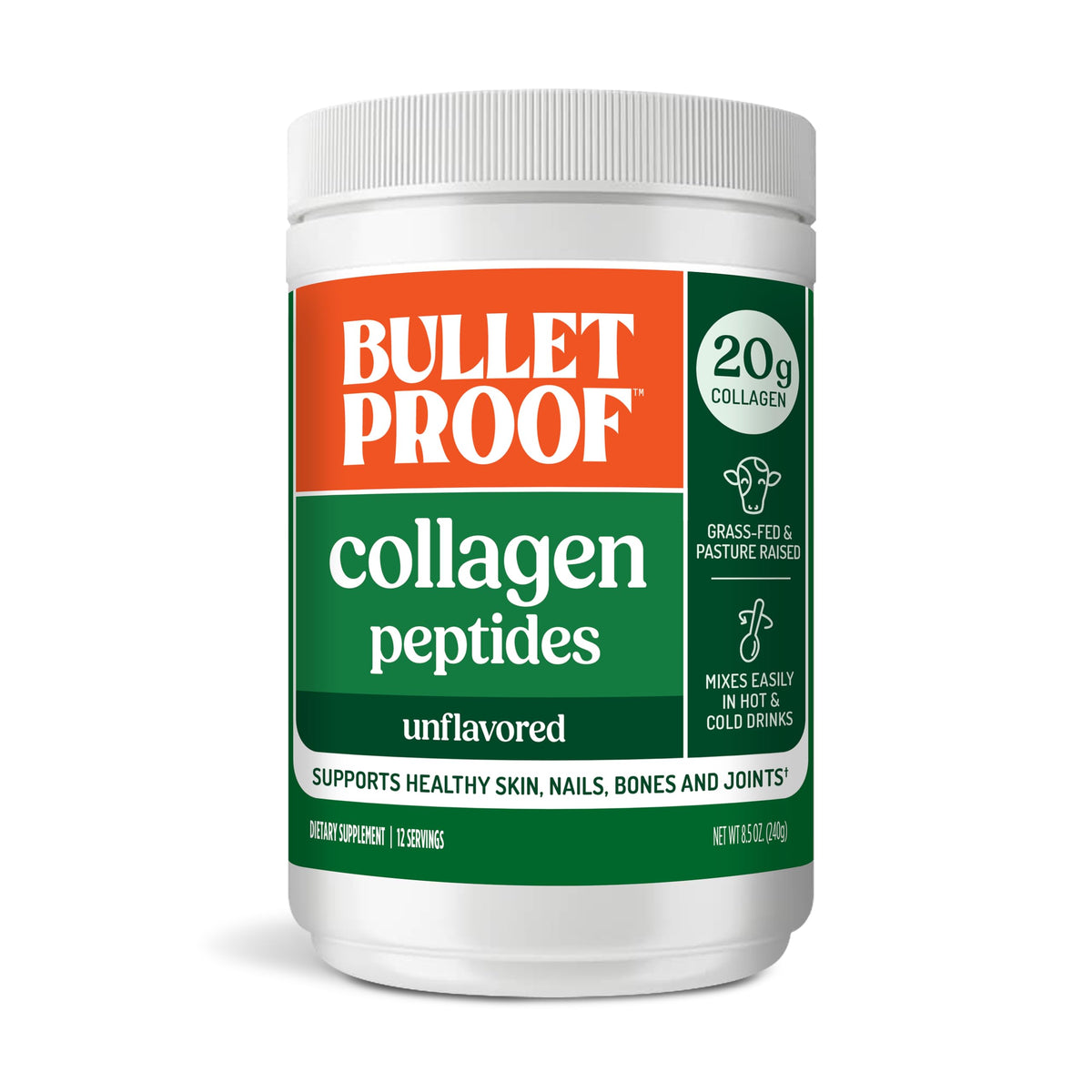 Bulletproof Poudre de Collagène Peptides Incolore vue avant
