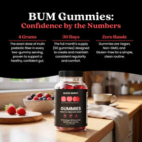 Bum Gummies Prébiotiques sur une table