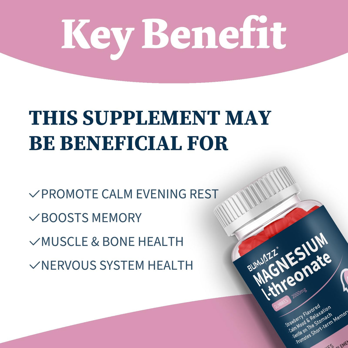 Bumjazz Gummies de Magnésium L-thréonate 2000mg dosage sur une cuillère