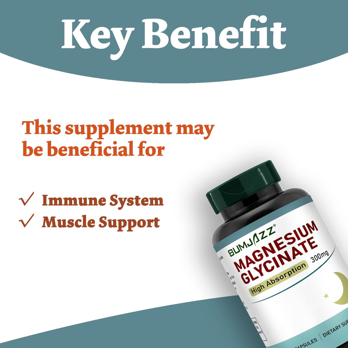 Bumjazz Magnésium Glycinate 300mg capsules sur une table