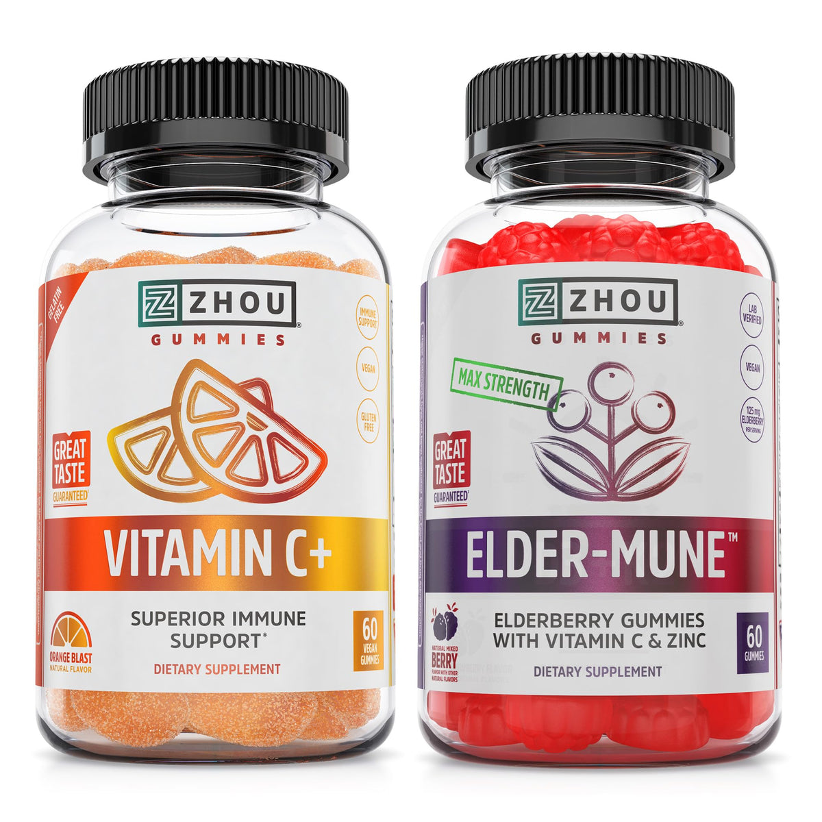 Bundle de Gummies ZHOU avec 60 Gummies de Sureau et 60 Gummies de Vitamine C