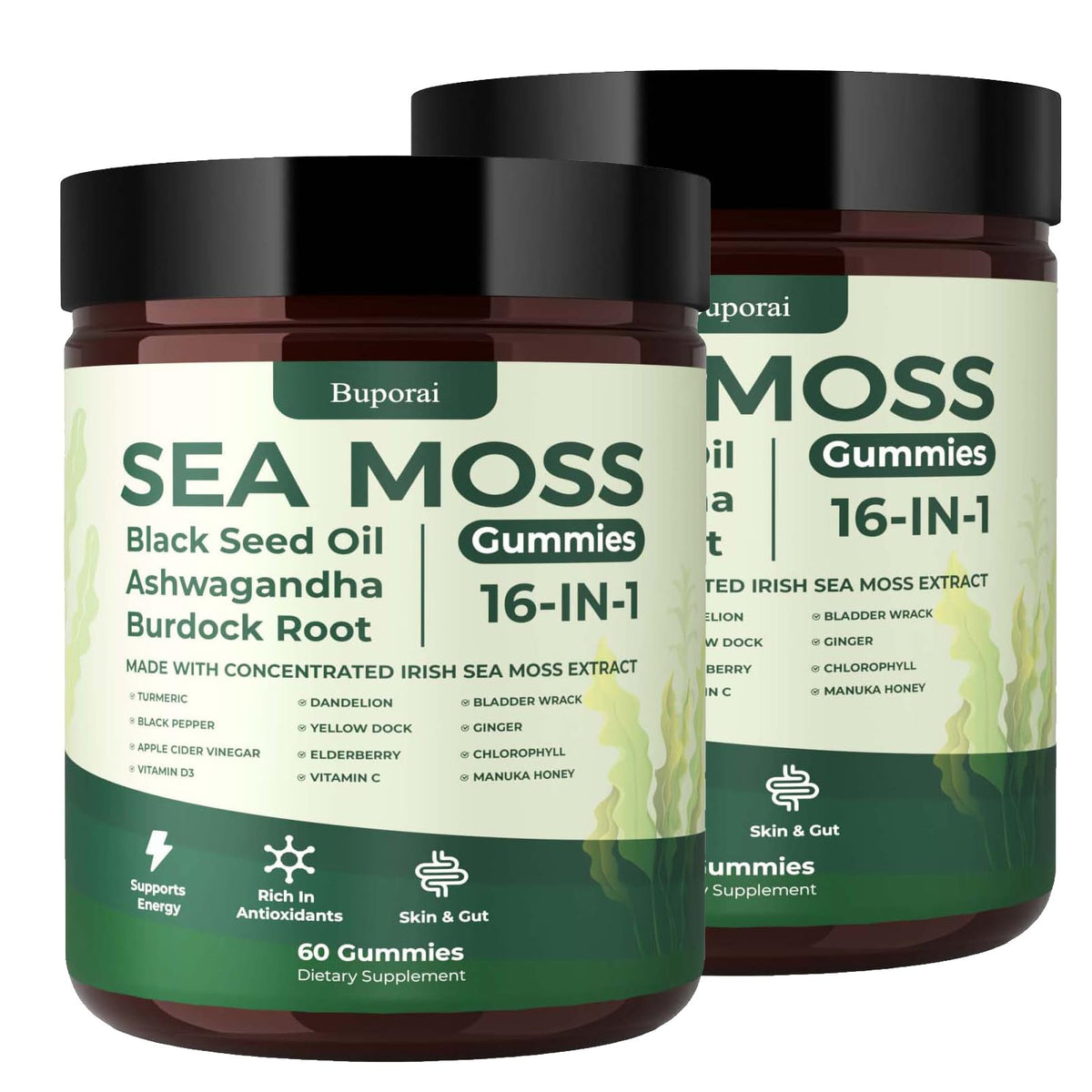 Buporai Gummies de Mousse de Mer 60 unités, vue de face