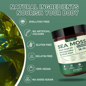 Buporai Gummies de Mousse de Mer 6000mg gummies dans une main