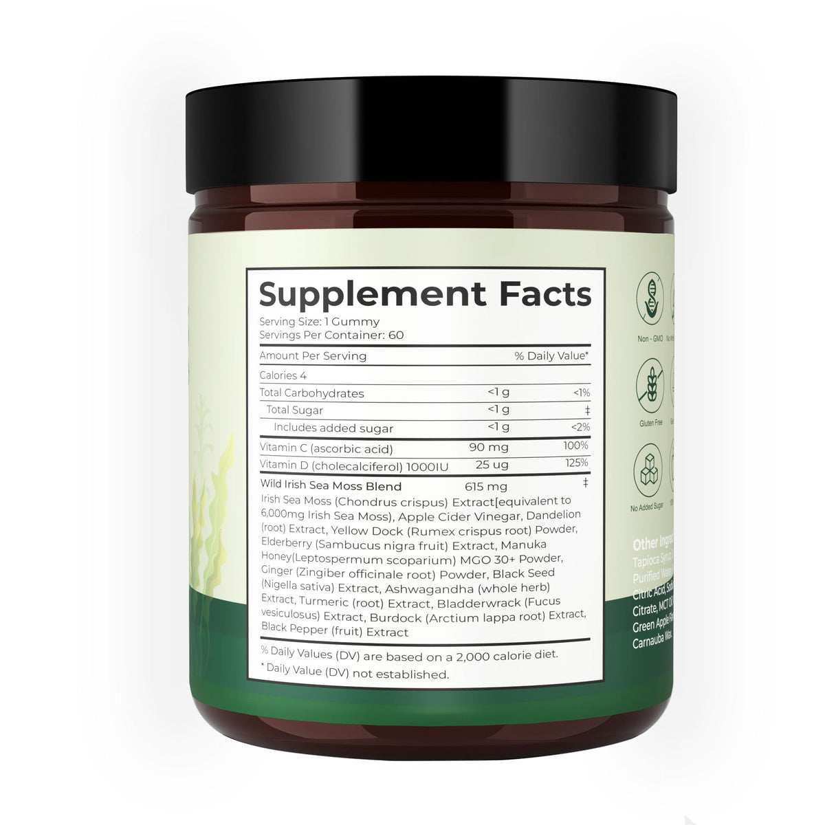 Buporai Gummies de Mousse de Mer 6000mg gummies en gros plan