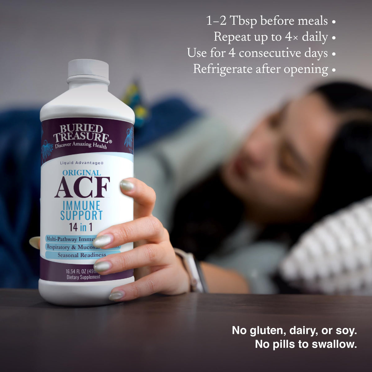 Buried Treasure ACF Support daily wellness 480 ml arrière de la bouteille
