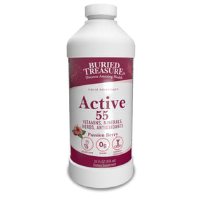 Buried Treasure Active 55 Plus multivitamine liquide bouteille vue de face