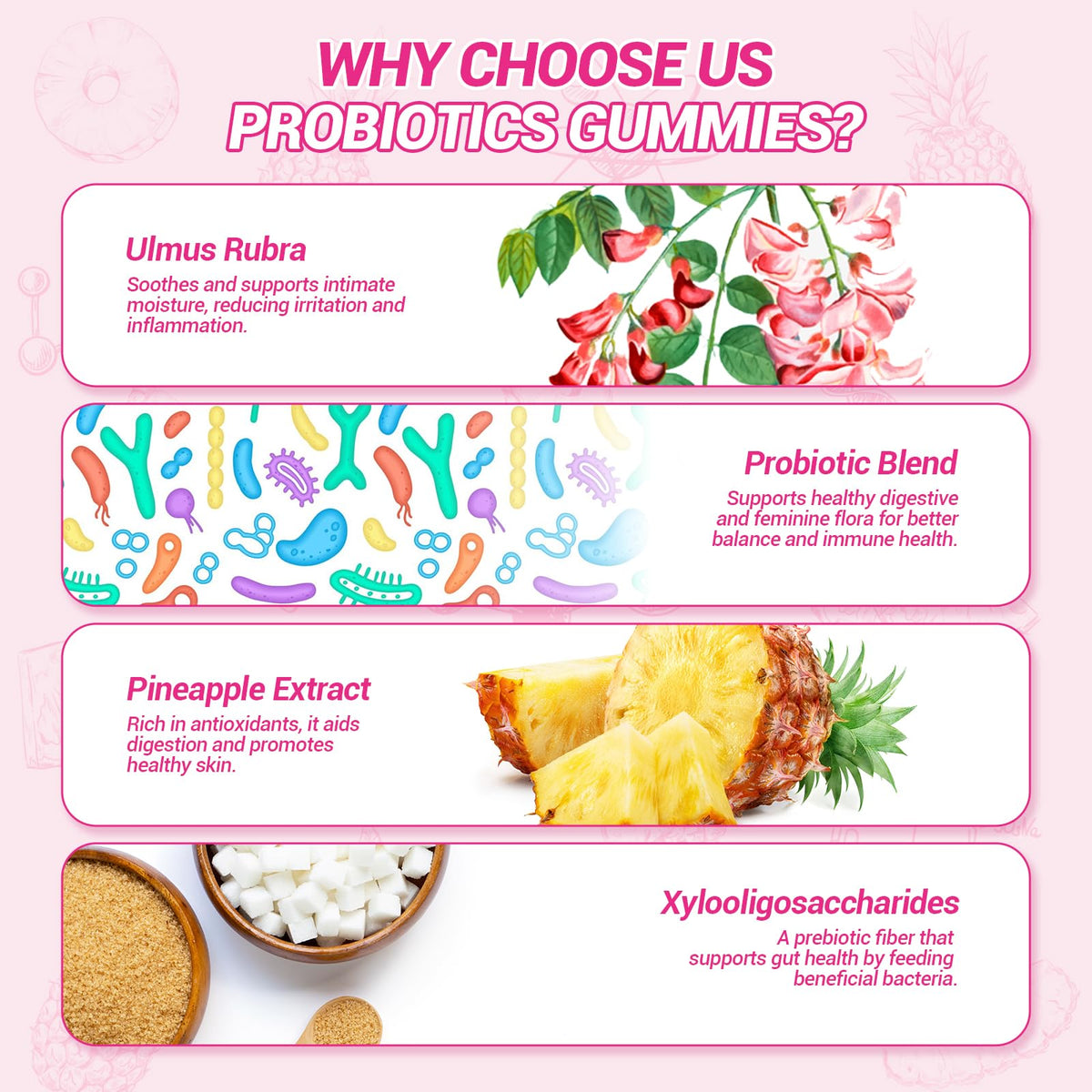 BURMINY Gummies Probiotiques Ananas avec fruits