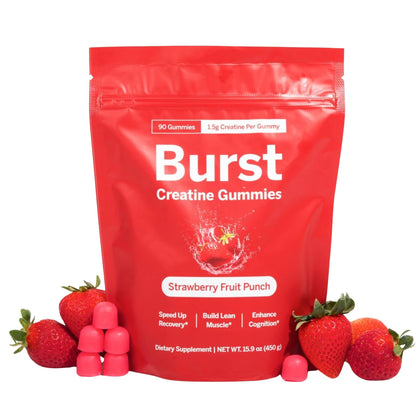 Burst Creatine Gummies 90 comprimés saveur fraise vue de face