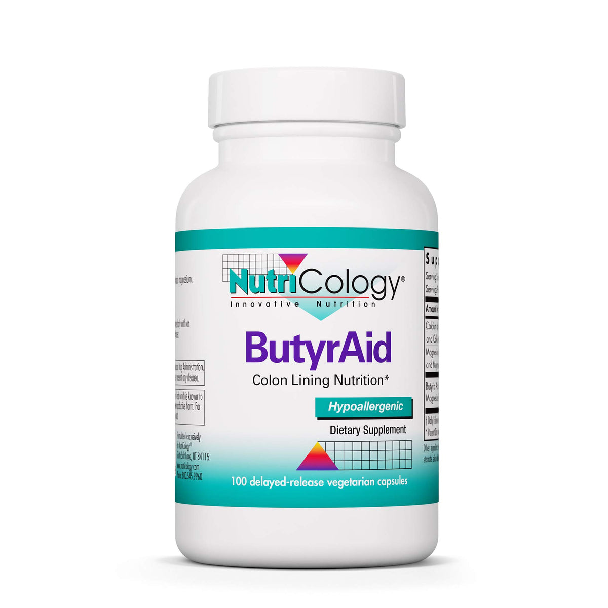 ButyrAid d'Allergy Research Group 200 mg 100 capsules vue de face