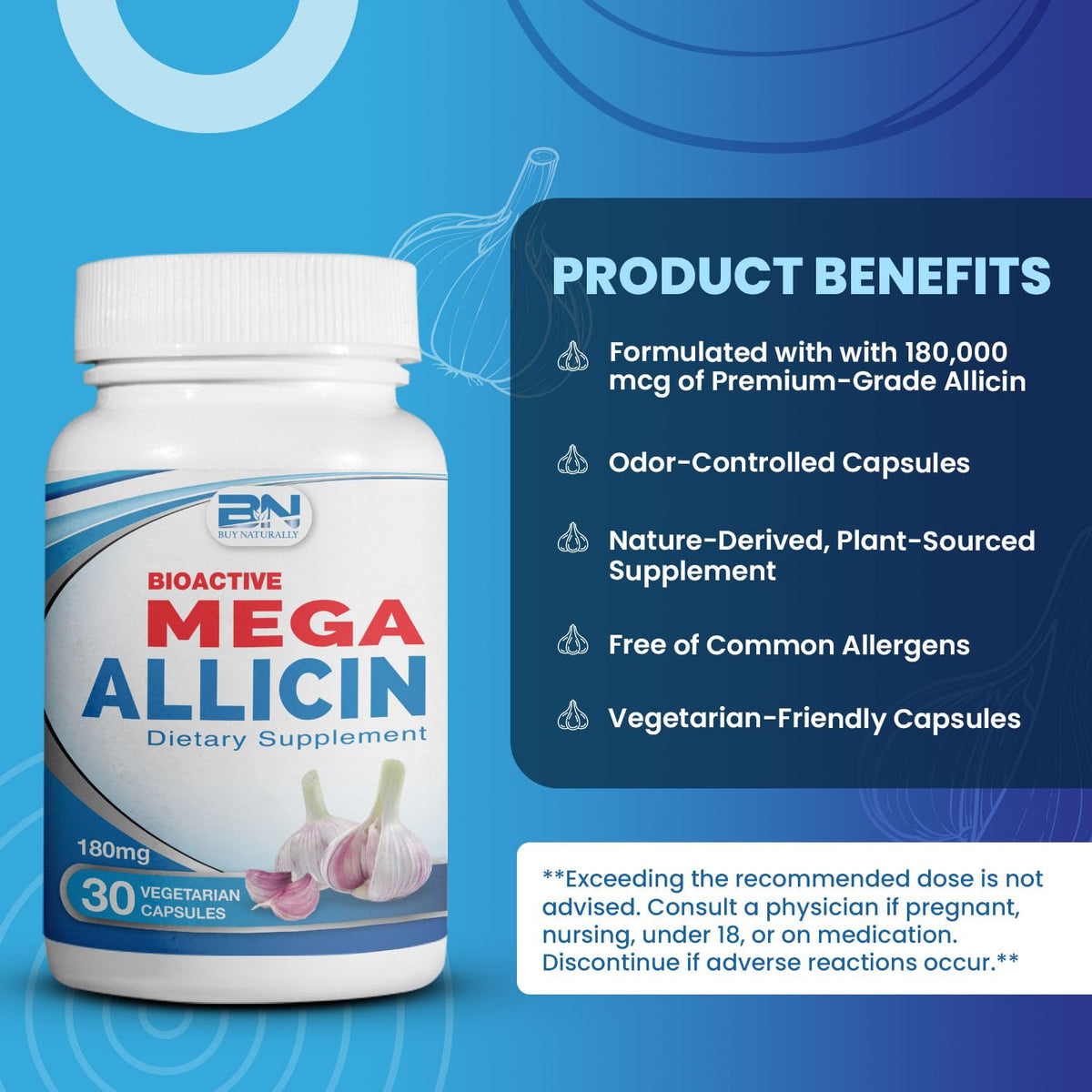BuyNaturally Mega Allicin capsules végétariennes