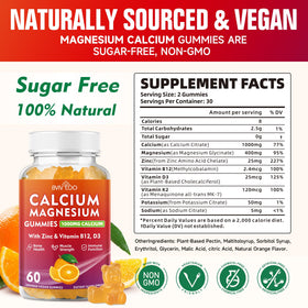 BVIVLOO Gummies Calcium 1000mg orange saveur arrière