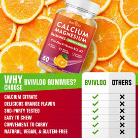 BVIVLOO Gummies Calcium 1000mg orange saveur sur une table