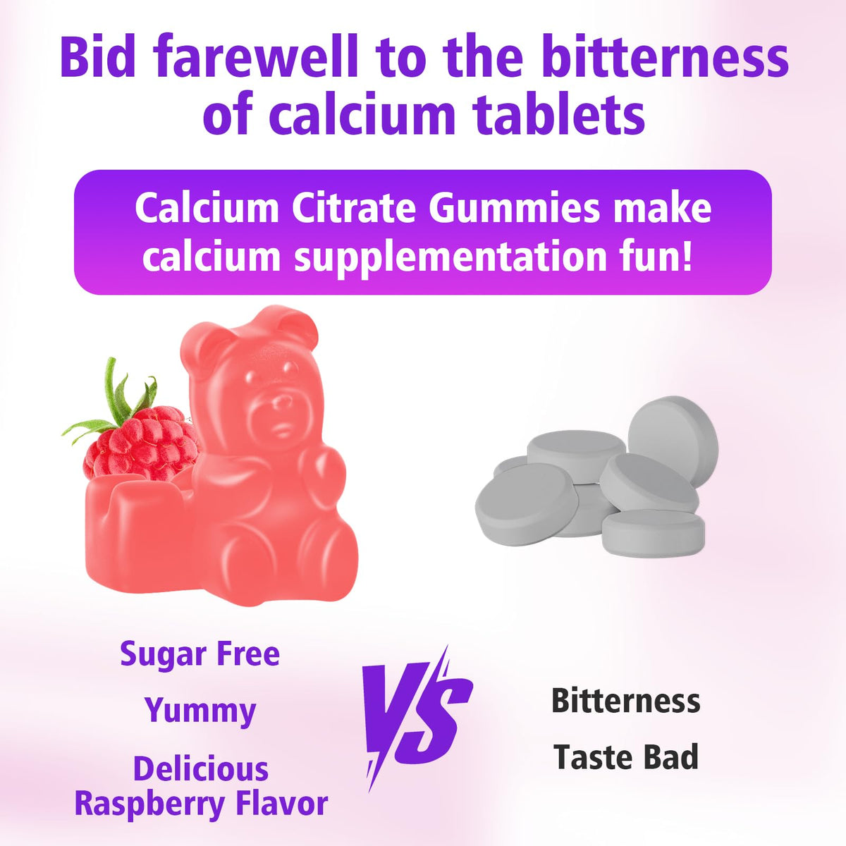 BVIVLOO Gummies Calcium Citrate 1200mg avec ingrédients