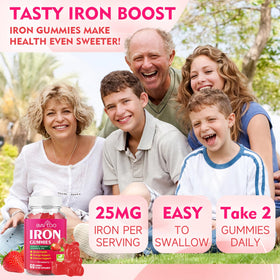 BVIVLOO Gummies de Fer Végétaliens 60 Gummies en gros plan