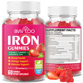 BVIVLOO Gummies de Fer Végétaliens 60 Gummies vue de face