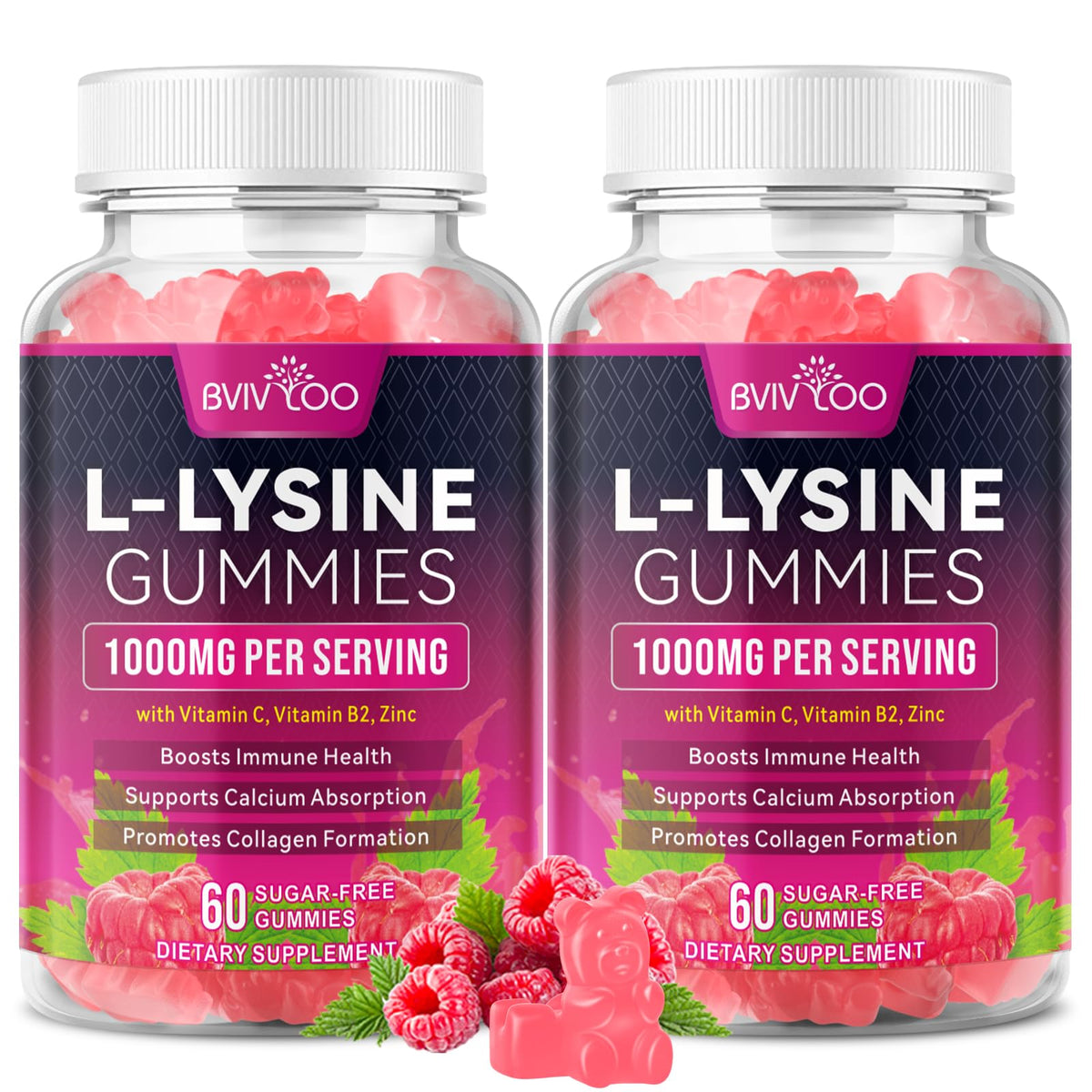 BVIVLOO L-Lysine Gummies 1000mg pot de 120 pièces