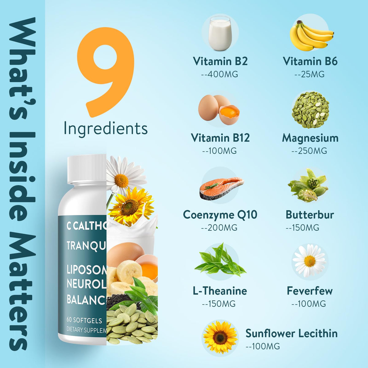 C Calthorvitana Complément Alimentaire Anti-Migraine 60 Gélules Molles avec étiquette