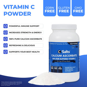 C-Salts Poudre de Calcium Ascorbate 8 oz avec ingrédients
