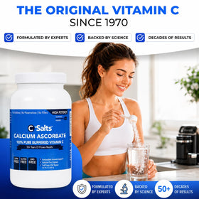 C-Salts Poudre de Calcium Ascorbate 8 oz dans un verre d'eau