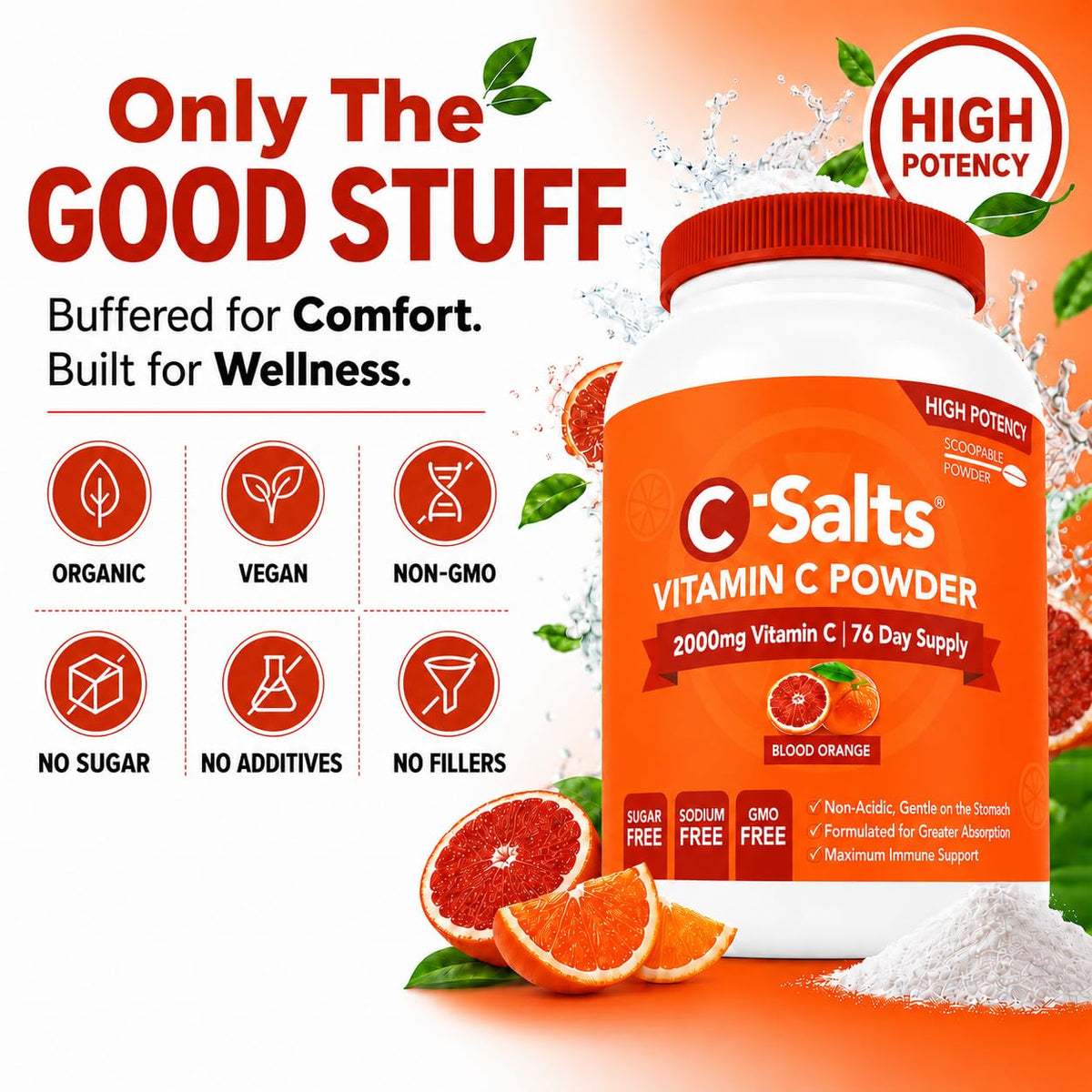 C-Salts Poudre de Vitamine C - Prise de la poudre avec une cuillère