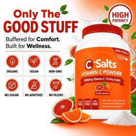 C-Salts Poudre de Vitamine C - Prise de la poudre avec une cuillère