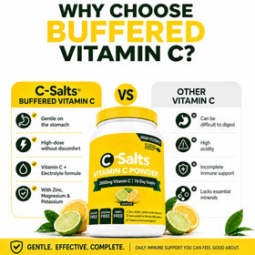 C-Salts Poudre de Vitamine C Tamponnée 227g contenant ouvert