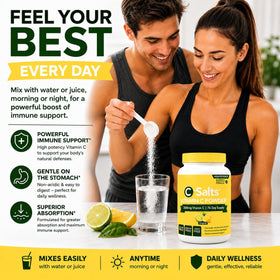 C-Salts Poudre de Vitamine C Tamponnée 227g dans un verre d'eau
