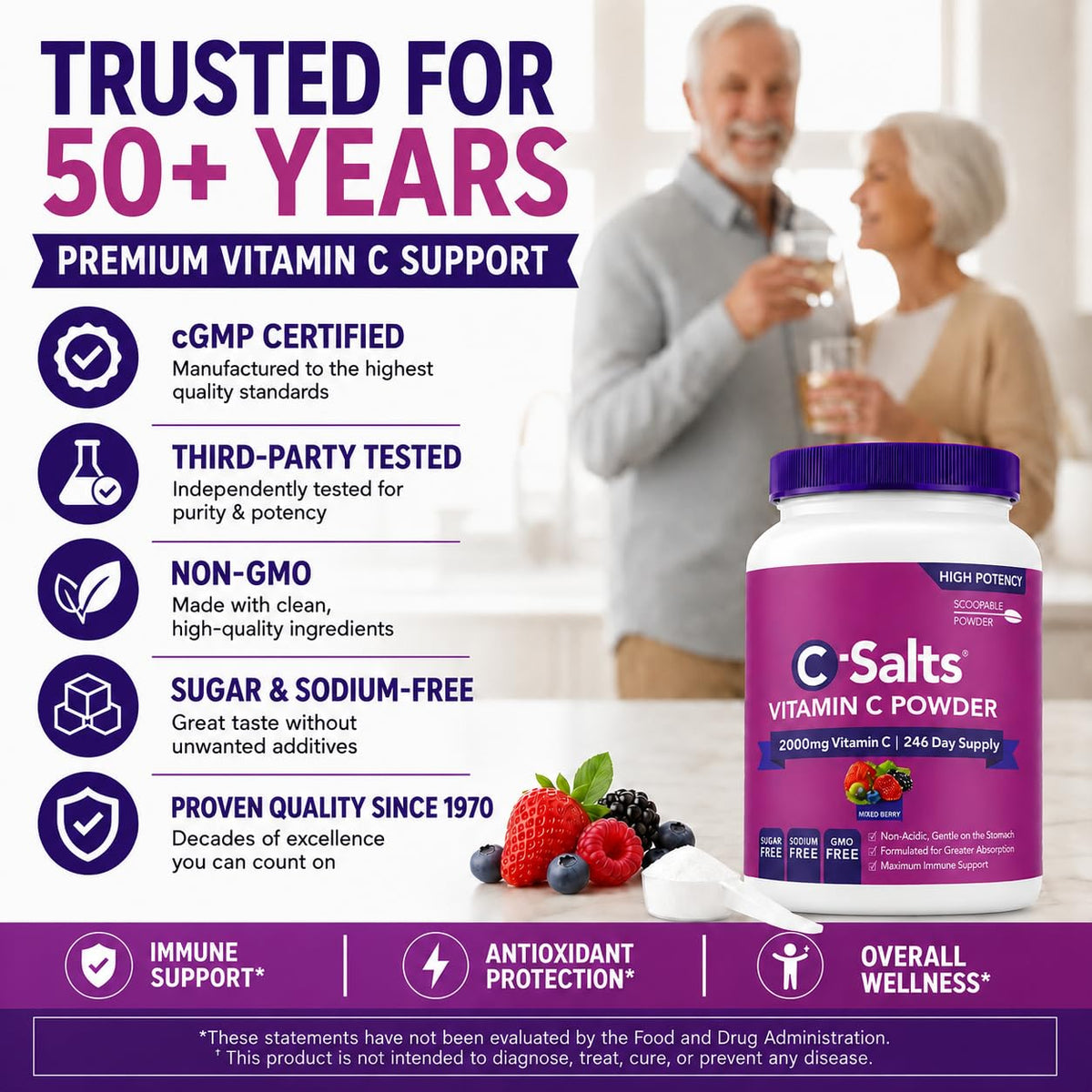 C-Salts Poudre de Vitamine C Tamponnée 26oz avec cuillère doseuse