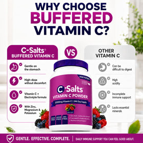 C-Salts Poudre de Vitamine C Tamponnée 26oz contenant ouvert