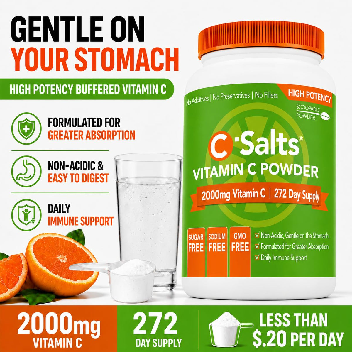 C-Salts Poudre de Vitamine C Tamponnée 26oz en utilisation dans un smoothie