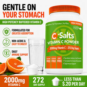 C-Salts Poudre de Vitamine C Tamponnée 26oz en utilisation dans un smoothie